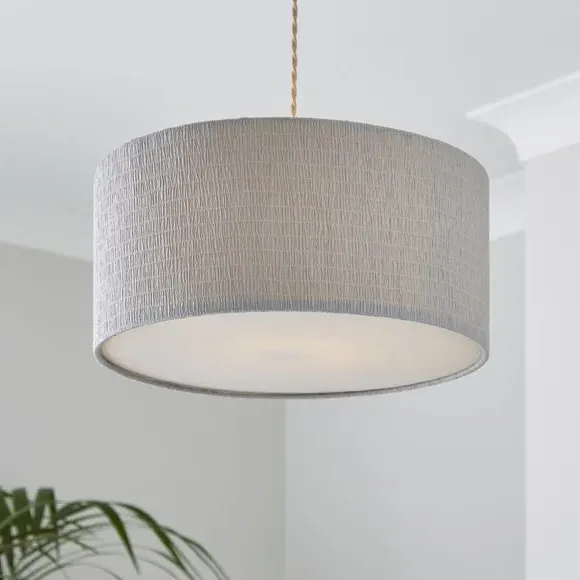 Seersucker Shallow Drum Lamp Shade - Dove Grey, Polyester product