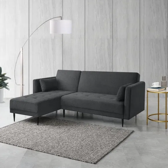 Selma L-Shaped 3-Seater Sofa Bed - Steel Grey, Fabric alternate view