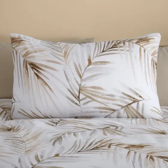 Serenity Palm Leaf Duvet Cover & Pillowcase Set - Natural, Polycotton alternate view