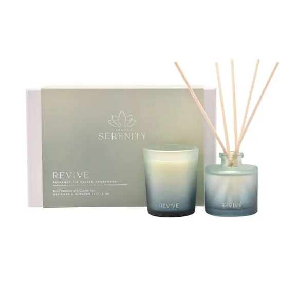 Revive Candle and Reed Diffuser Gift Set - Green, Glass alternate view