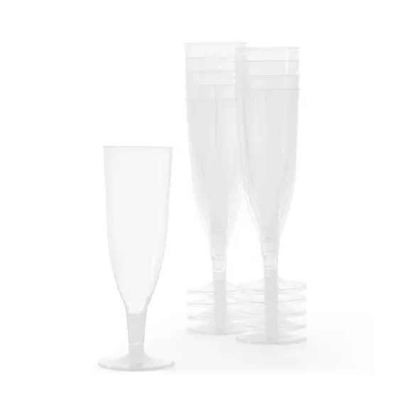 Set of 10 Champagne Flutes - Clear, Plastic alternate view