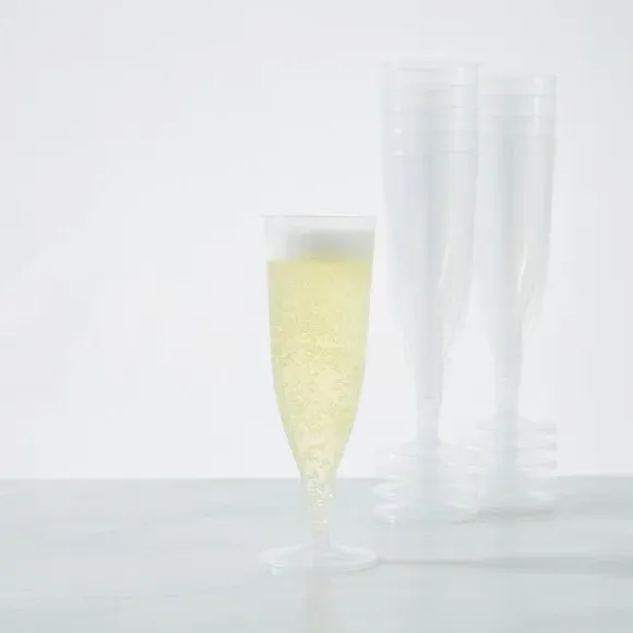 Set of 10 Champagne Flutes - Clear, Plastic product