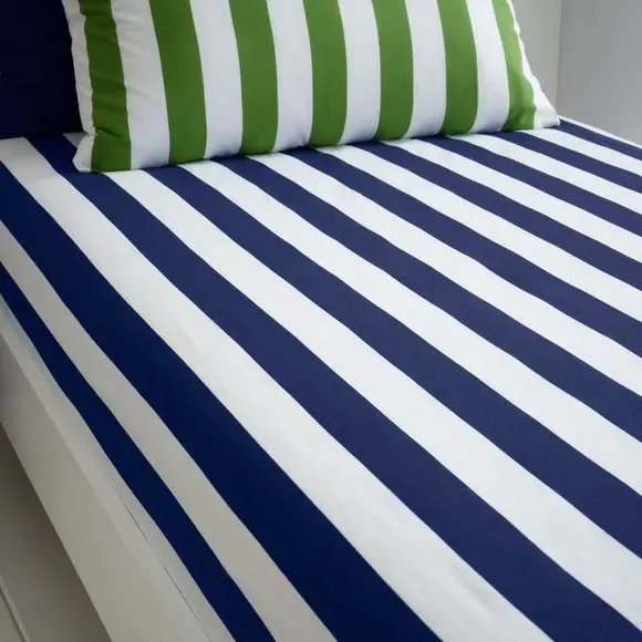 Set of 2 Bold Stripe Fitted Bed Sheets - Green, Cotton alternate view