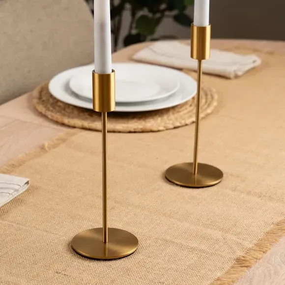 Set of 2 Candlestick Holders - Gold, Metal alternate view