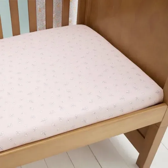 Ditsy Bunny Set of 2 Fitted Sheets - Light Pink, Cotton alternate view
