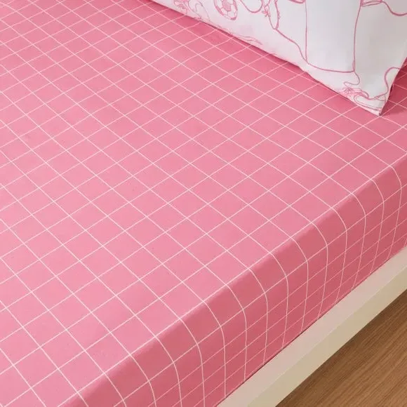Set of 2 Football Doodles Fitted Sheets - Pink, Polycotton alternate view