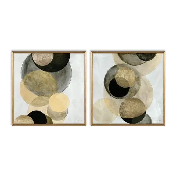 Set of 2 Framed Prints - Gold, Geometric alternate view