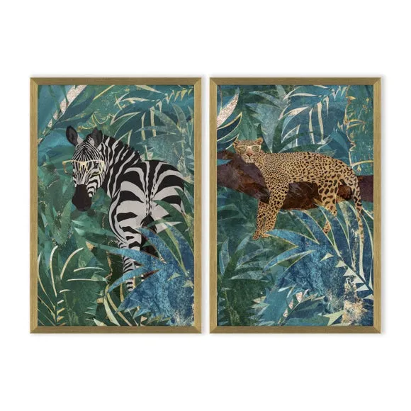 Set of 2 Framed Prints - Green, Gold Frame alternate view