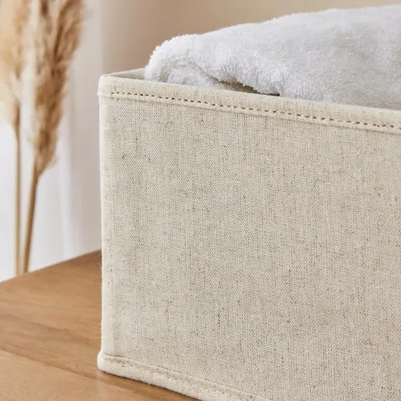 Set of 2 Square Drawer Organisers - Natural, Linen alternate view