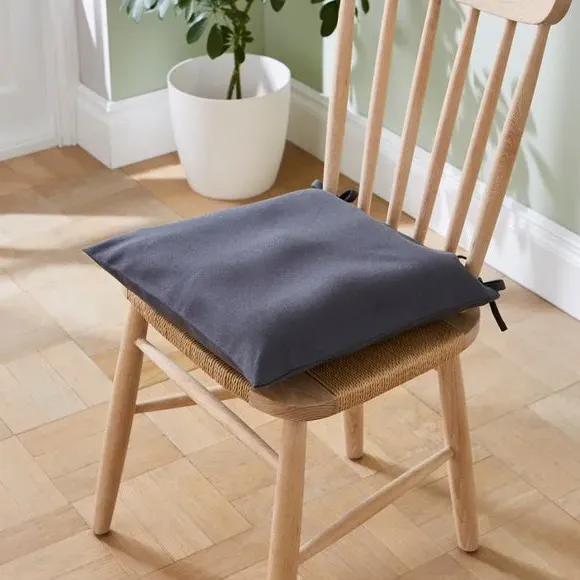 Set of 2 Seat Pad Covers - Charcoal, Polycotton alternate view