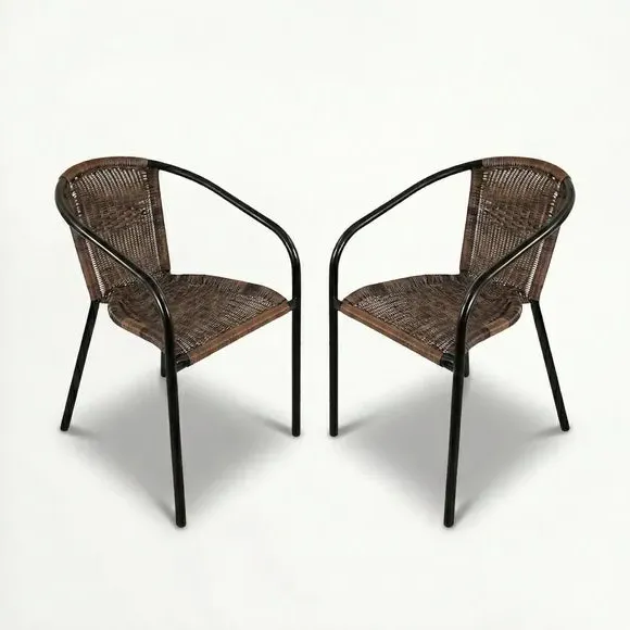 Set of 2 Dining Chairs - Brown, Rattan product