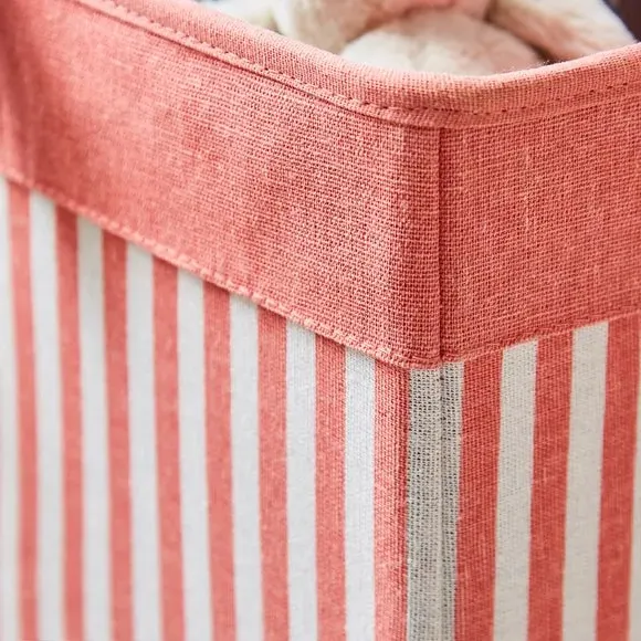 Set of 2 Foldable Storage Boxes - Coral, Striped alternate view