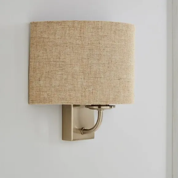 Preston Set of 2 Wall Lights - Natural Linen, Brushed Chrome alternate view