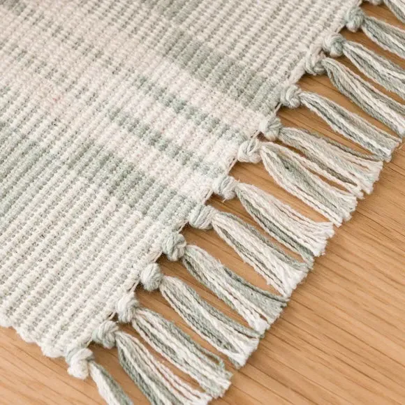Set of 2 Woven Block Cotton Placemats - Sage Green alternate view