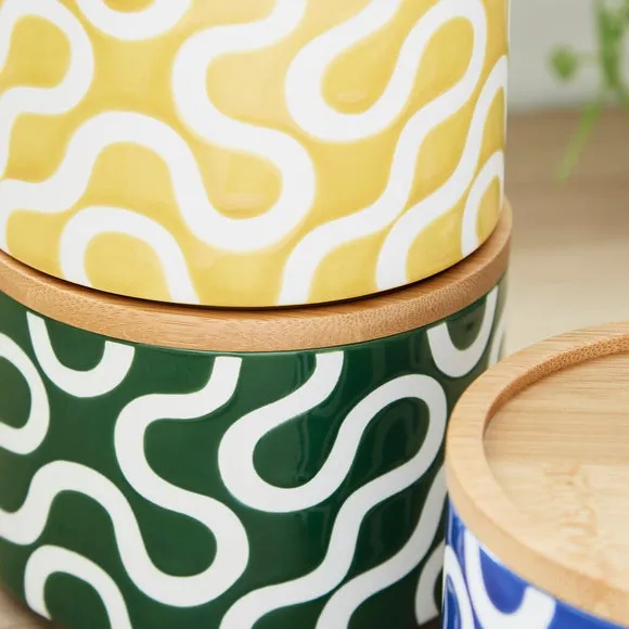 3-Piece Stacking Kitchen Canisters - Stoneware alternate view