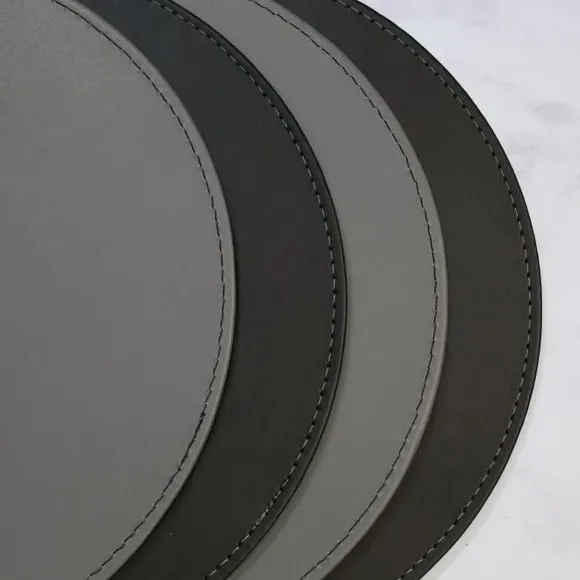 Set of 4 Round Placemats Reversible - Black alternate view