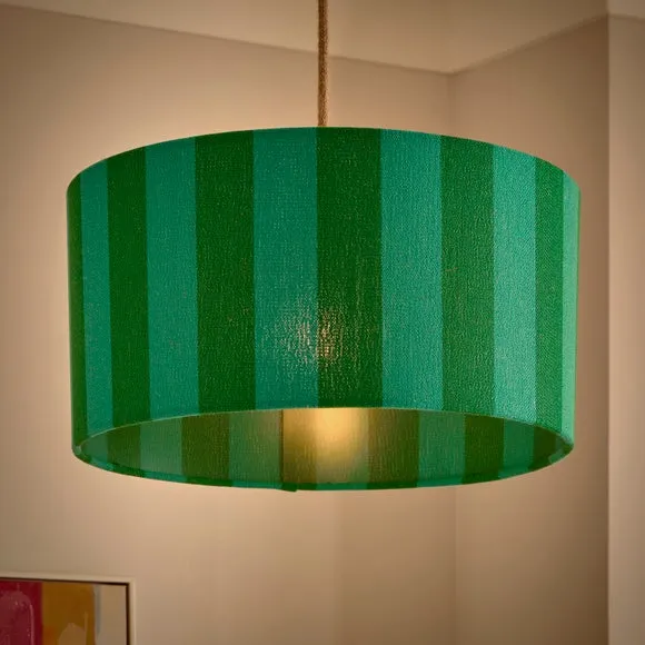 Beatrice Stripe Shallow Drum Lamp Shade - Emerald alternate view