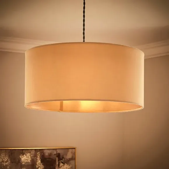 Nesa Shallow Lamp Shade - Cream, Velvet by Dunelm, alternate view