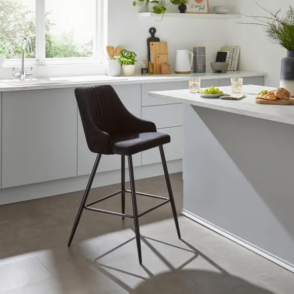 Shea Counter Height Barstool - Black, Velvet product