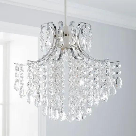 Sheridan Jewel Easy Fit Chandelier Pendant Shade - Silver, Acrylic alternate view