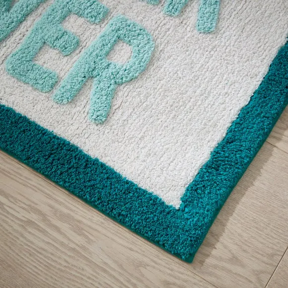 Shower Power Slogan Bath Mat - Blue, Cotton alternate view
