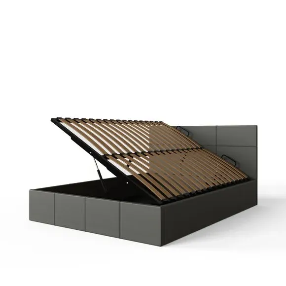 Side Lift Ottoman Bed - Grey, Faux Leather