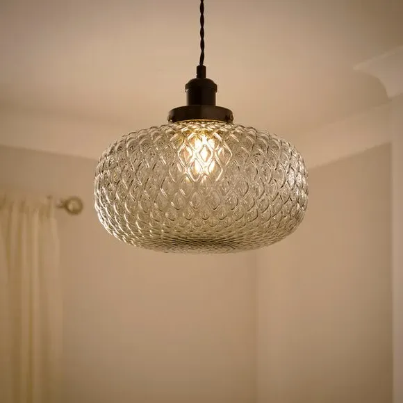Silas Embossed Easy Fit Pendant Shade - Chrome, Glass alternate view