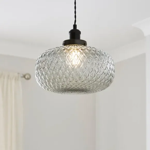 Silas Embossed Easy Fit Pendant Shade - Chrome, Glass product