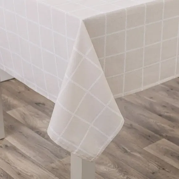 Simple Check Wipe Clean Tablecloth - Off-White, Cotton alternate view