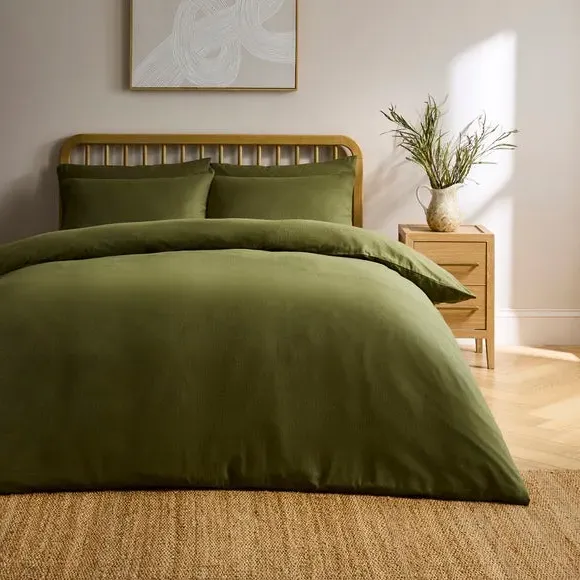 Simply Brushed Cotton Duvet Cover and Pillowcase Set - Olive product