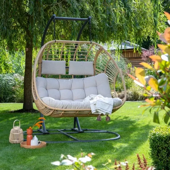 Singapore Rattan Double Hanging Egg Chair - Natural product