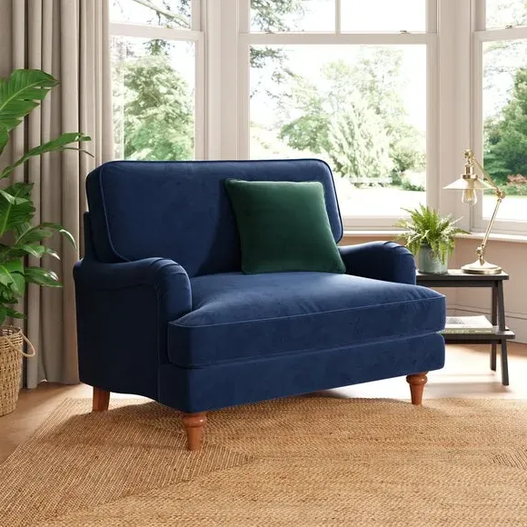 Beatrice II Single Sofa Bed with Pull-Out Bed - Navy, Velvet alternate view