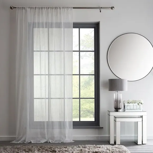Reluxed Metallic Slot Top Single Voile Panel - White, Polyester by Dunelm, image 2