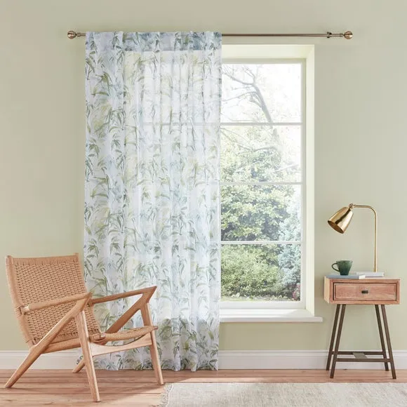 Single Voile Panel with Hidden Tab Top - Green alternate view