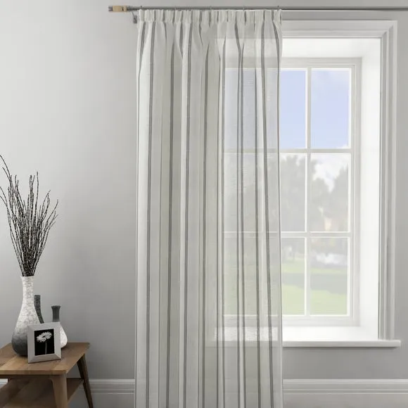 Single Voile Panel with Tape Top - Charcoal, Boucle alternate view