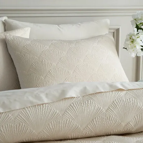 Sirena Jacquard Duvet Cover & Pillowcase Set - White Sand alternate view