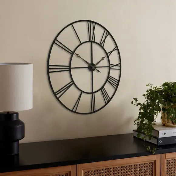 Skeleton Wall Clock - Black, Metal alternate view