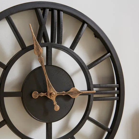 Skeleton Wall Clock Industrial Style - Black alternate view
