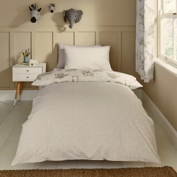 Sketched Animal Duvet Cover & Pillowcase Set - Natural, Cotton alternate view