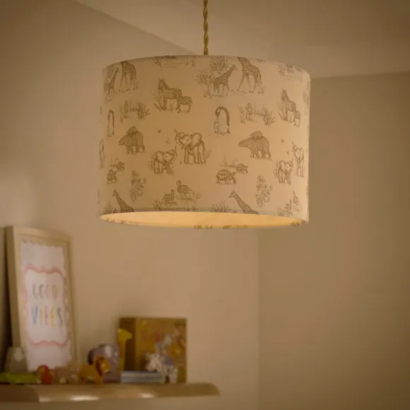 Sketched Animals Easy Fit Lamp Shade - Cream alternate view