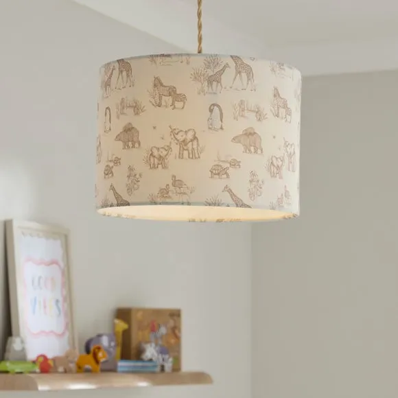 Sketched Animals Easy Fit Lamp Shade - Cream product