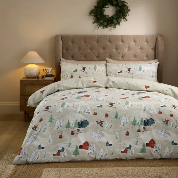 Ski Scene Duvet Cover and Pillowcase Set - Multicolor product