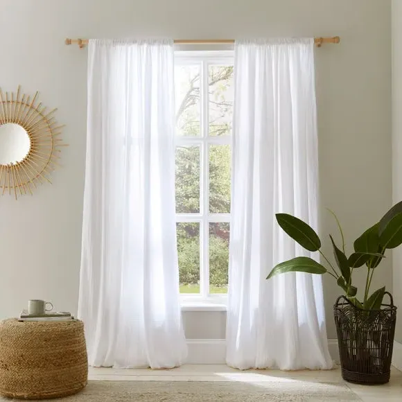 Slot Top Curtains - White, Cotton Muslin alternate view