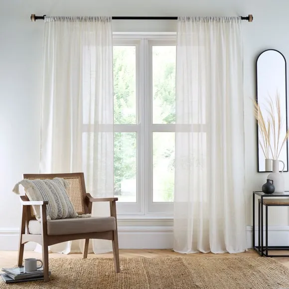 Slot Top Unlined Curtains - Natural, Voile alternate view