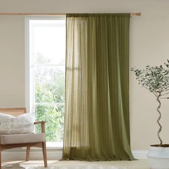 Zofia Broderie Anglaise Slot Top Voile Panel - Olive Green, Cotton alternate view