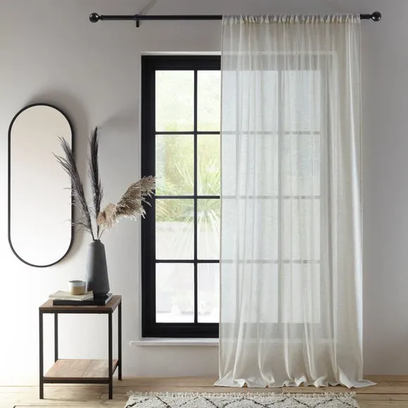 Marley Slot Top Voile Panel - Natural, Linen Blend by Dunelm, image 2