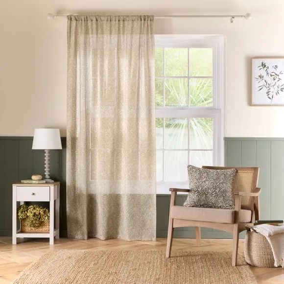 Imogen Slot Top Voile Panel - Soft Olive Green, Polyester Linen alternate view