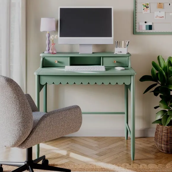 Small Step Up Desk with Drawers - Lilypad alternate view
