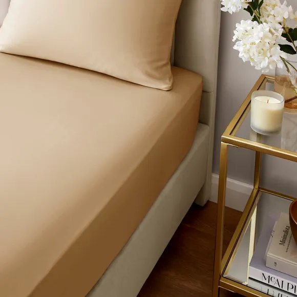 Soft & Silky Fitted Sheet - Gold, Recycled Polyester product