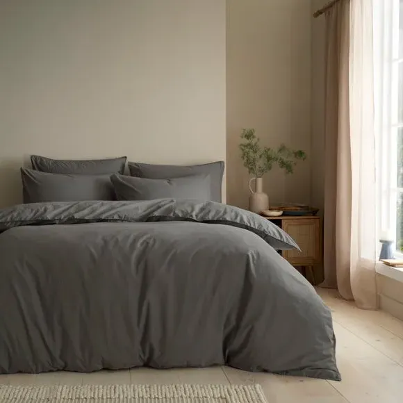 Soft Washed Duvet Cover & Pillowcase Set - Rhino Grey, Cotton product